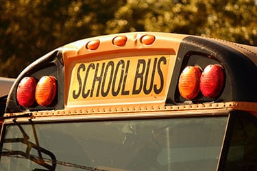 Top of yellow colored school bus