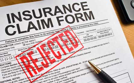 Insurance claim rejection form