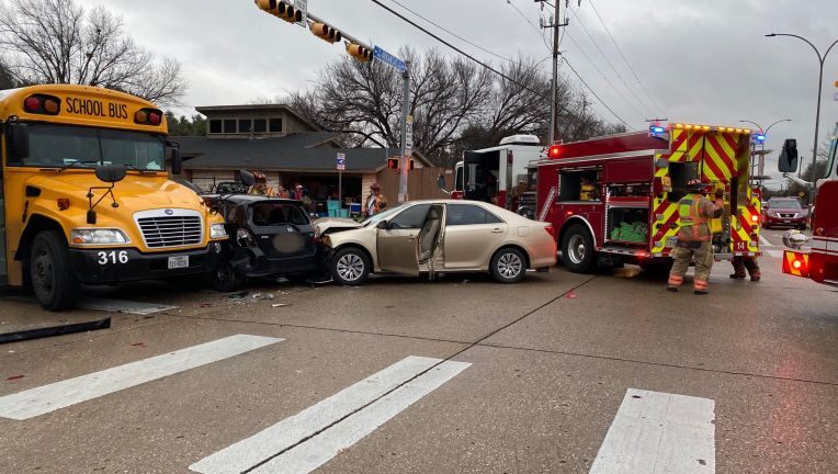 Two Injured after School Bus Crash in Arlington
