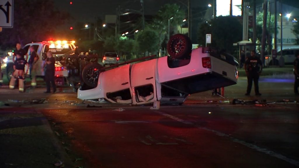 Woman Injured after Pickup Truck Flew Off North Freeway