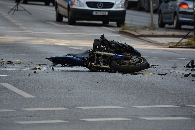 Motorcycle Totally Smashed Laying On The Road