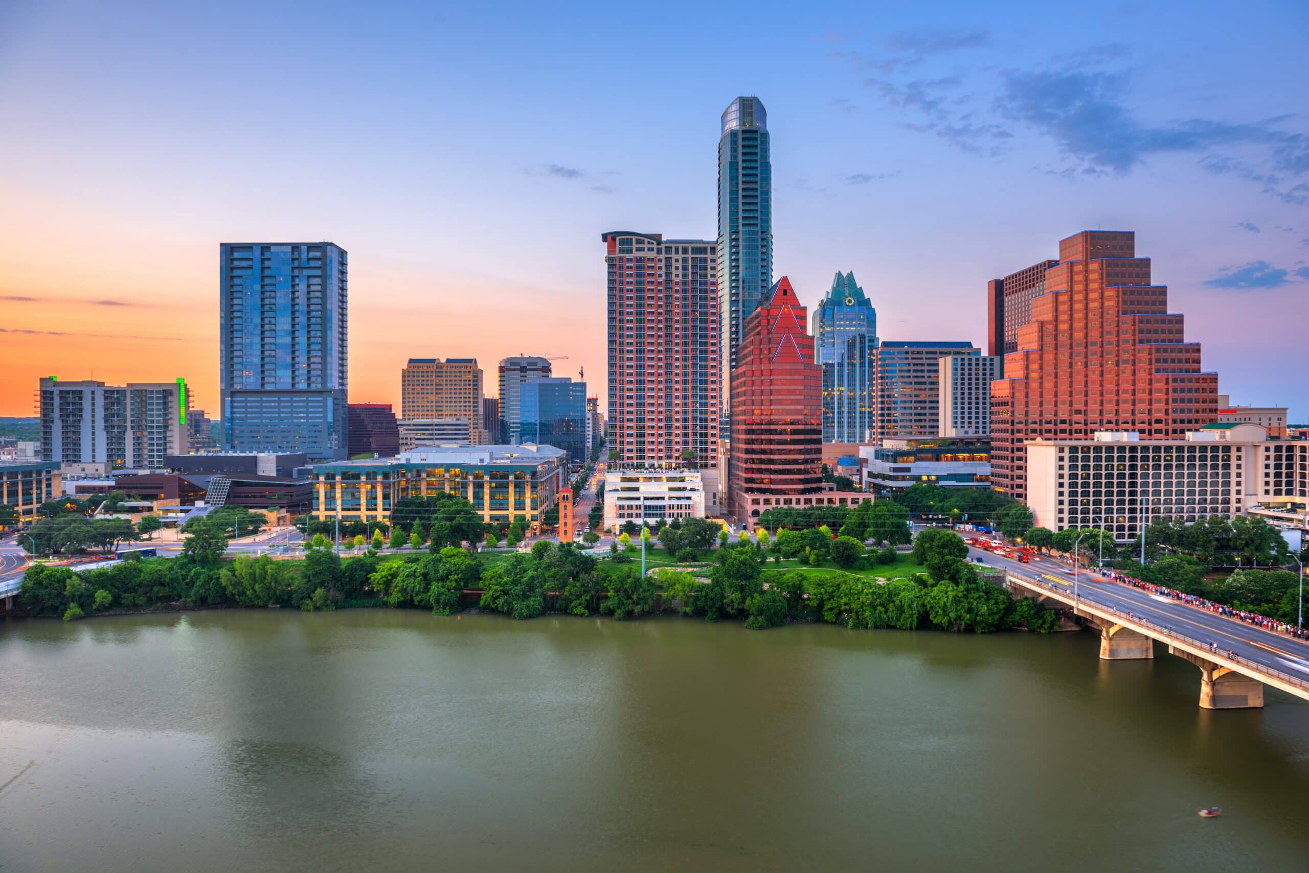 downtown city skyline Austin TX